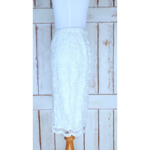 Vintage ivory lace knee length pencil skirt - waist 26 - Picture 5 of 7